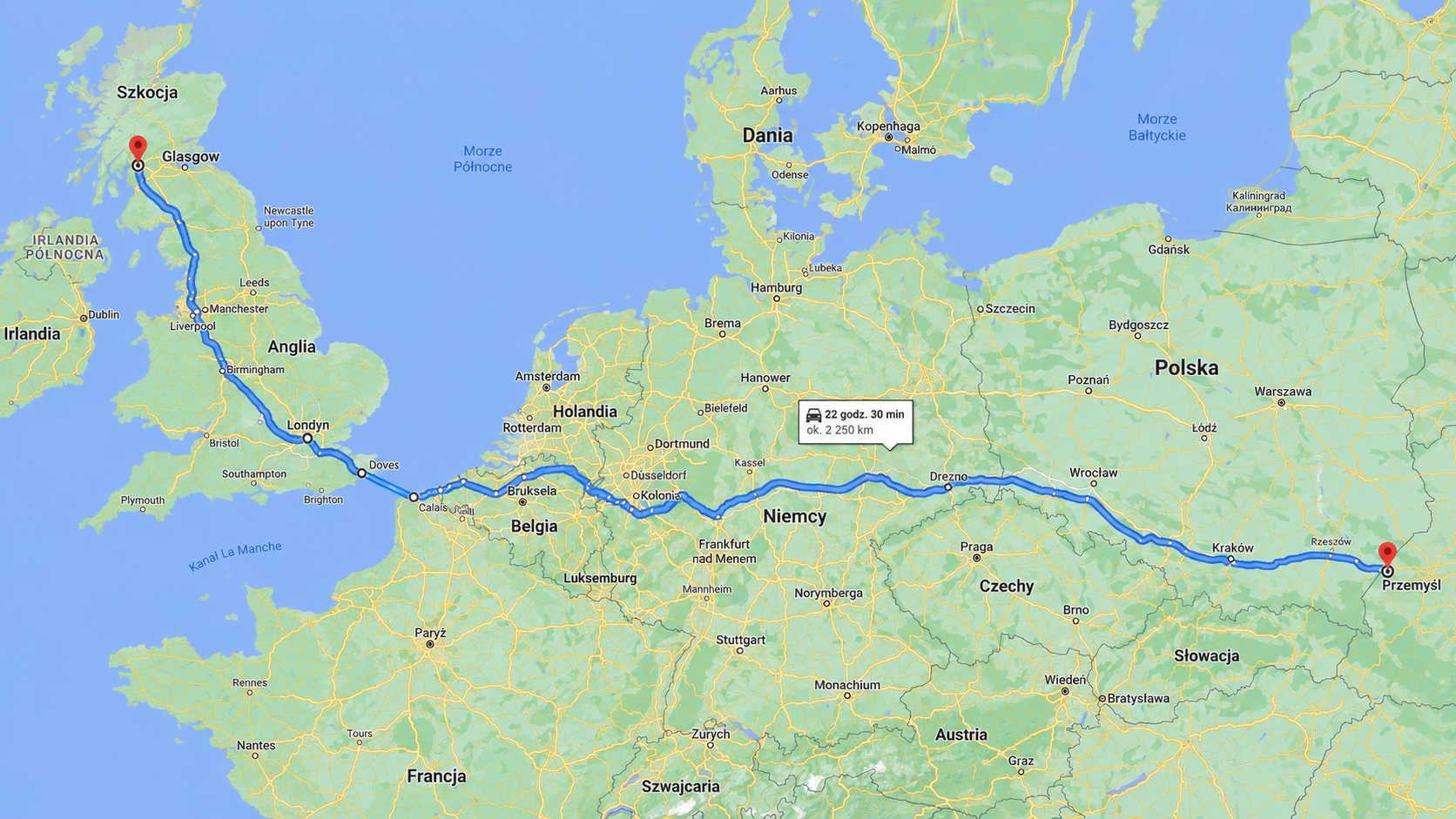 Mapa trasy MAREK BUS